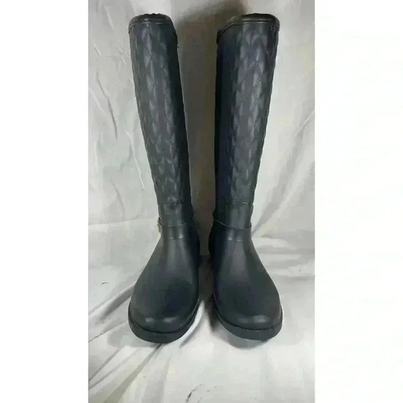 Guess Los Angeles Lulue Mid Calf Quilted Black Rain Boot Womens Size 7 - Picture 2 of 16